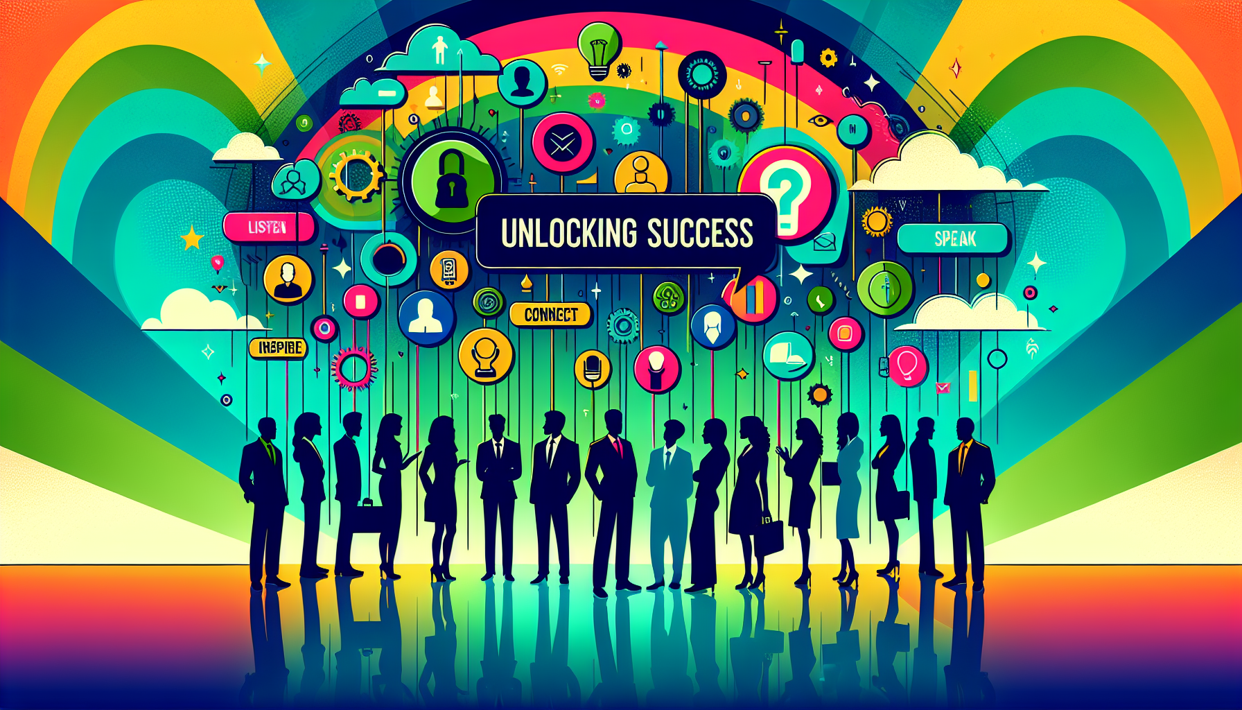 “Unlocking Success: The Power of Communication Skills in Personal Development” A diverse group of professionals engaging in conversation, symbolizing the importance of communication skills in personal development
