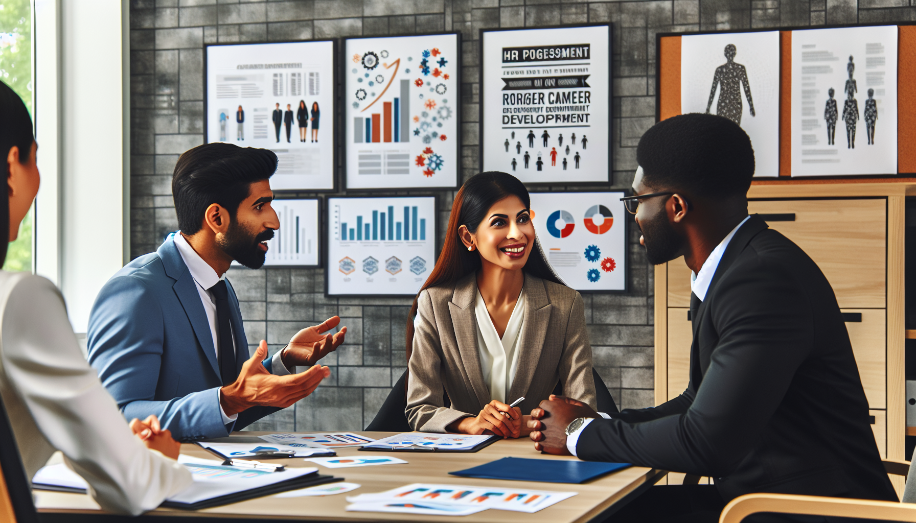 An HR consultant advising an HR professional in an office setting. Career Counselling for HR Professionals: Empowering Your Future