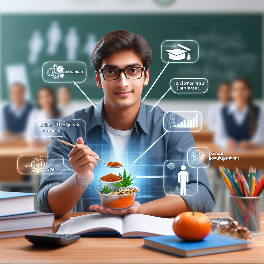 A young Indian student thinking about career development, with the text "How Can I Develop My Career?" displayed on the image.