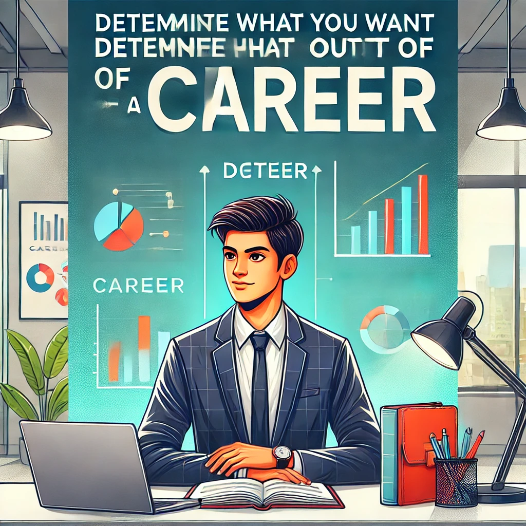 efb26331-53a3-4d01-9a71-64d34d39c8b5 Determine What You Want Out of a Career - An Indian student confidently exploring career options at a desk with a laptop and books.
