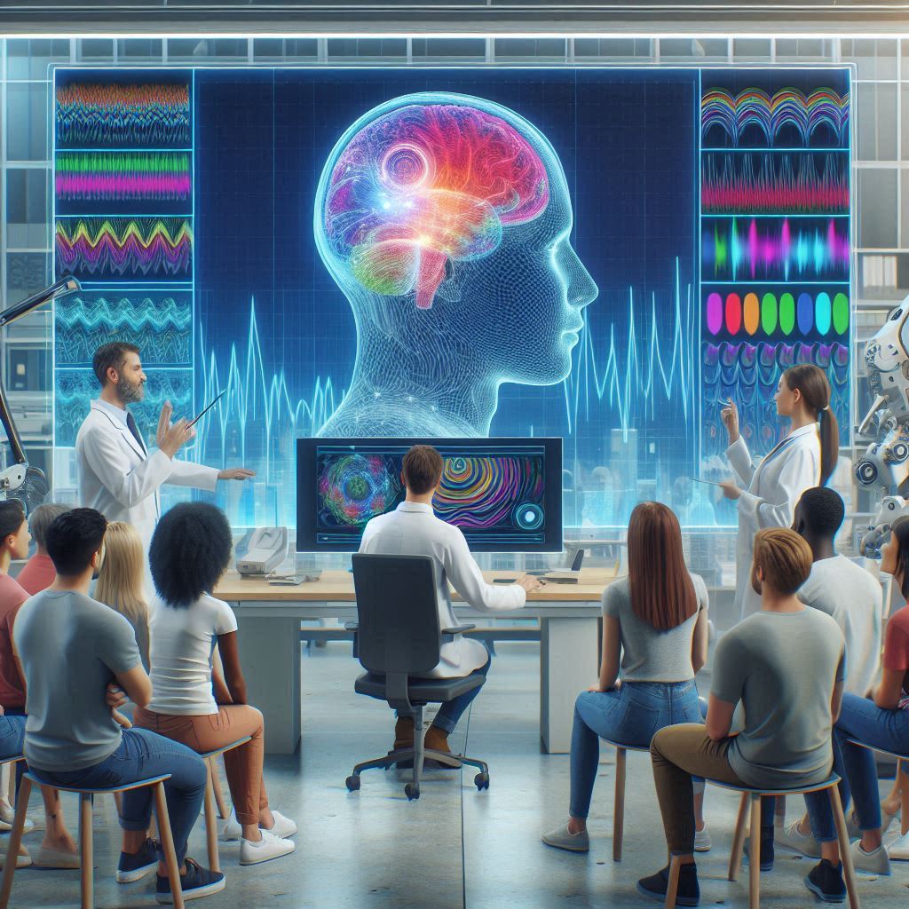 Brain Mapping Test for Career Illustration of a brain mapping test concept for career guidance, featuring neural connections and analytical tools